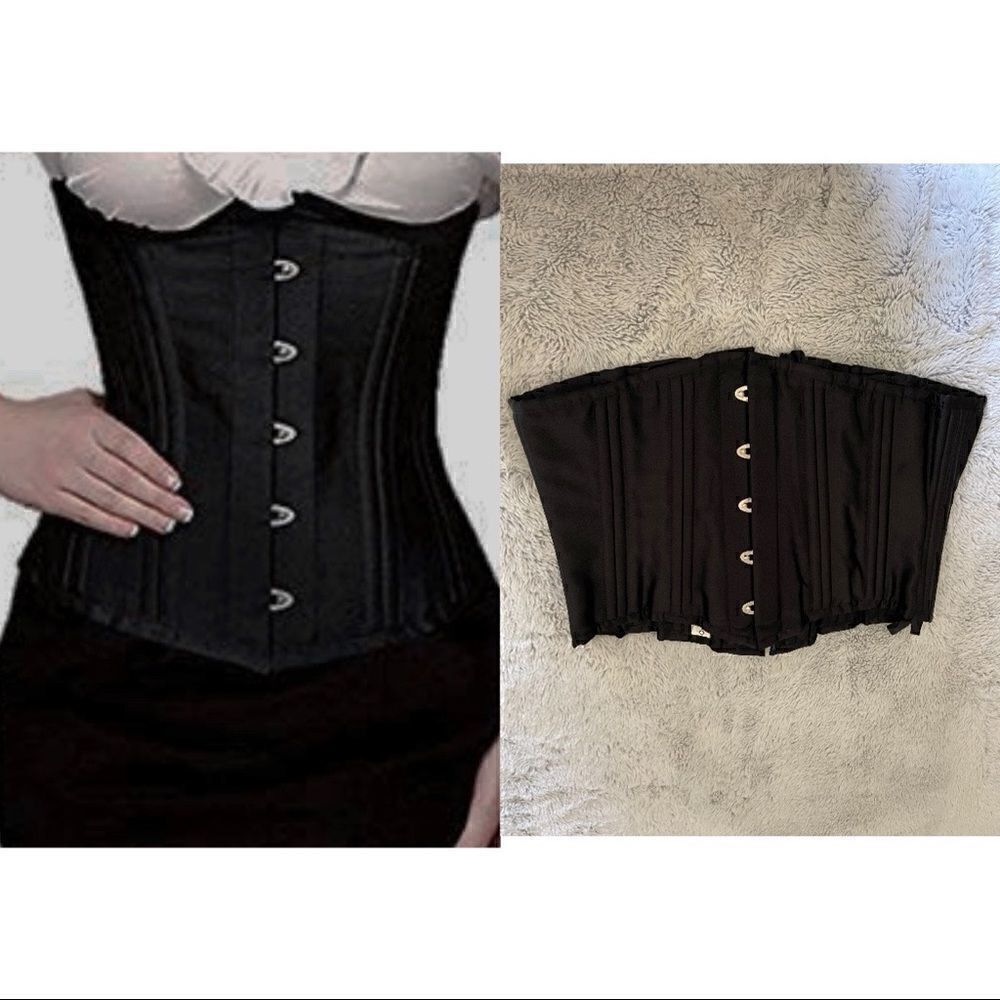 CAMELLIAS corcet black satin 26 steel bones - Picture 1 of 16
